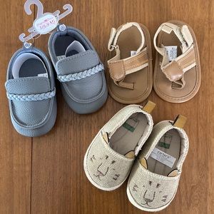 Baby Boy Shoe Lot - Loafers, Sandals, and Slip Ons, 3 Pairs